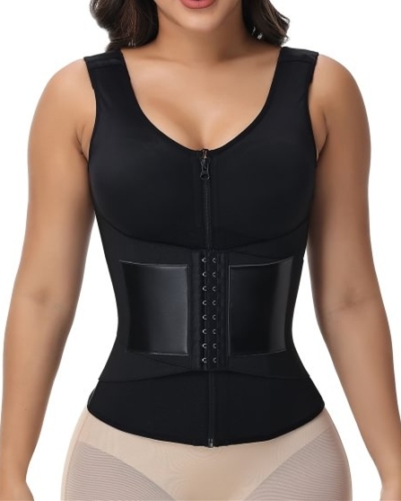 Zipper + Button Double Pressure Women's Waist Trainer-Curvy-Faja