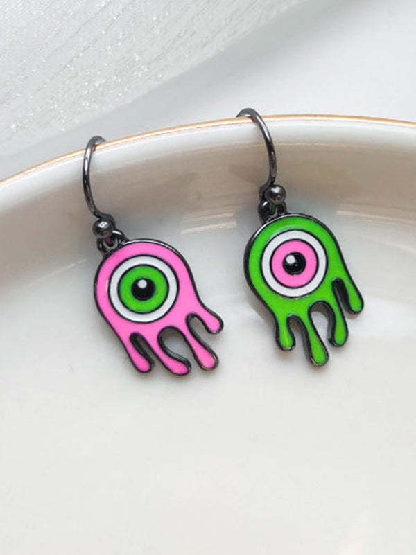 Asymmetrical Eye Contrast Color Donut Fashion Personality Earrings-Curvy-Faja