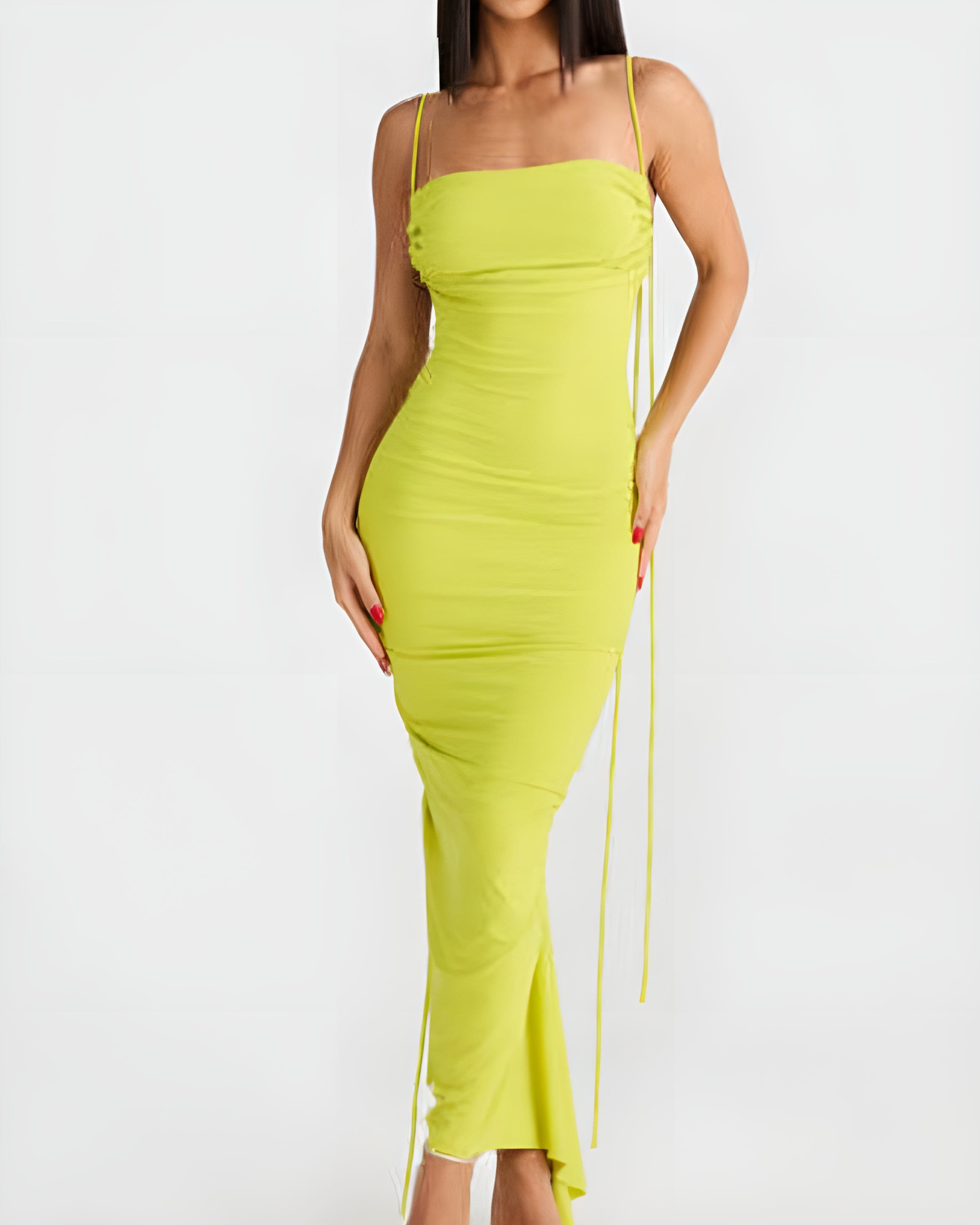 Women's Fashionable Slim Slip Maxi Dress-Curvy-Faja