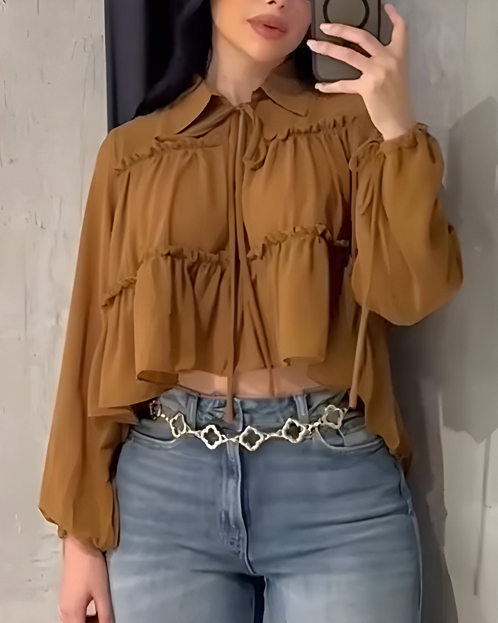 Women's Chiffon Ruffle Long Sleeve Shirt（Pre-Sale）