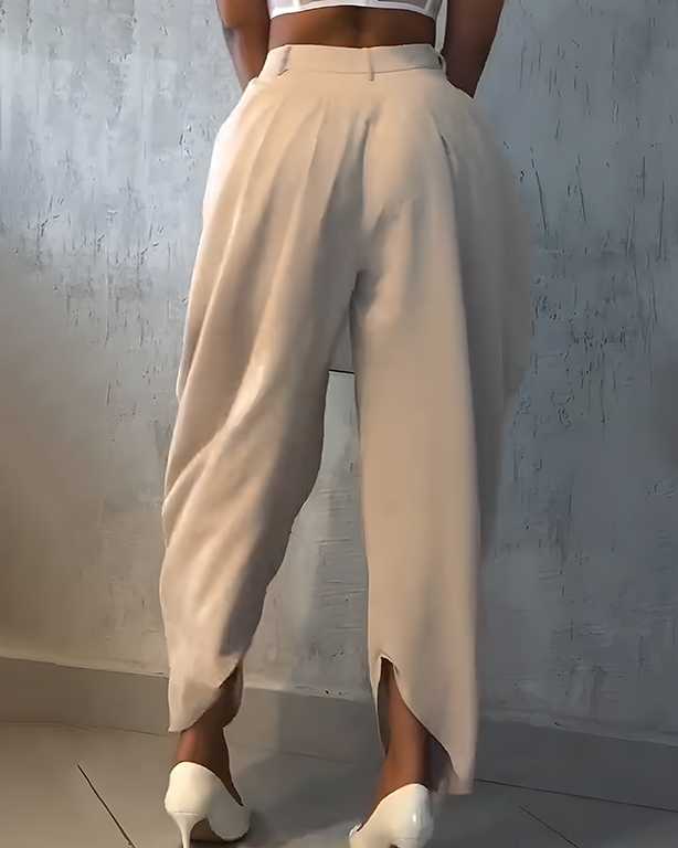 High Waist Loose Ruched Irregular Casual Pants