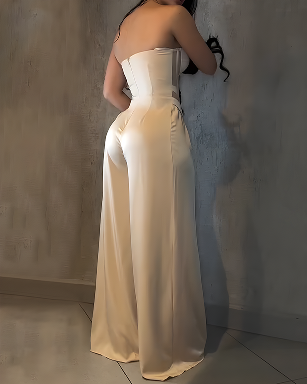 Bandeau Slimming Fit Casual Wide-Leg Jumpsuit