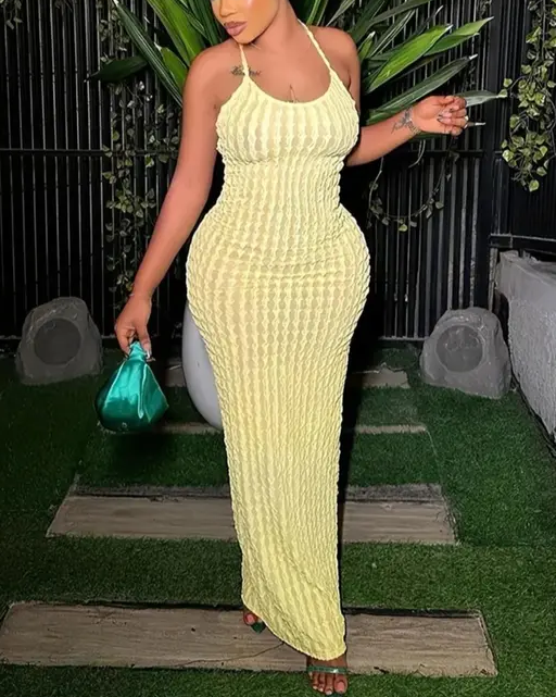 Women's Solid Criss Cross Backless Frill