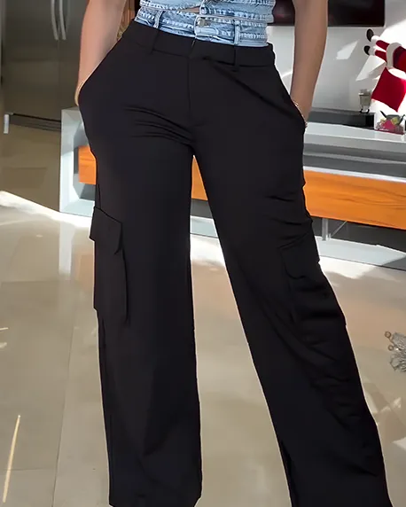 Women's Sleeveless Slim Fit Wide Leg 2-Piece Set-Curvy-Faja