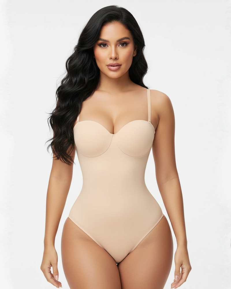 Underwire Cup Crisscross Lace‑Up Back Shaping Bodysuit