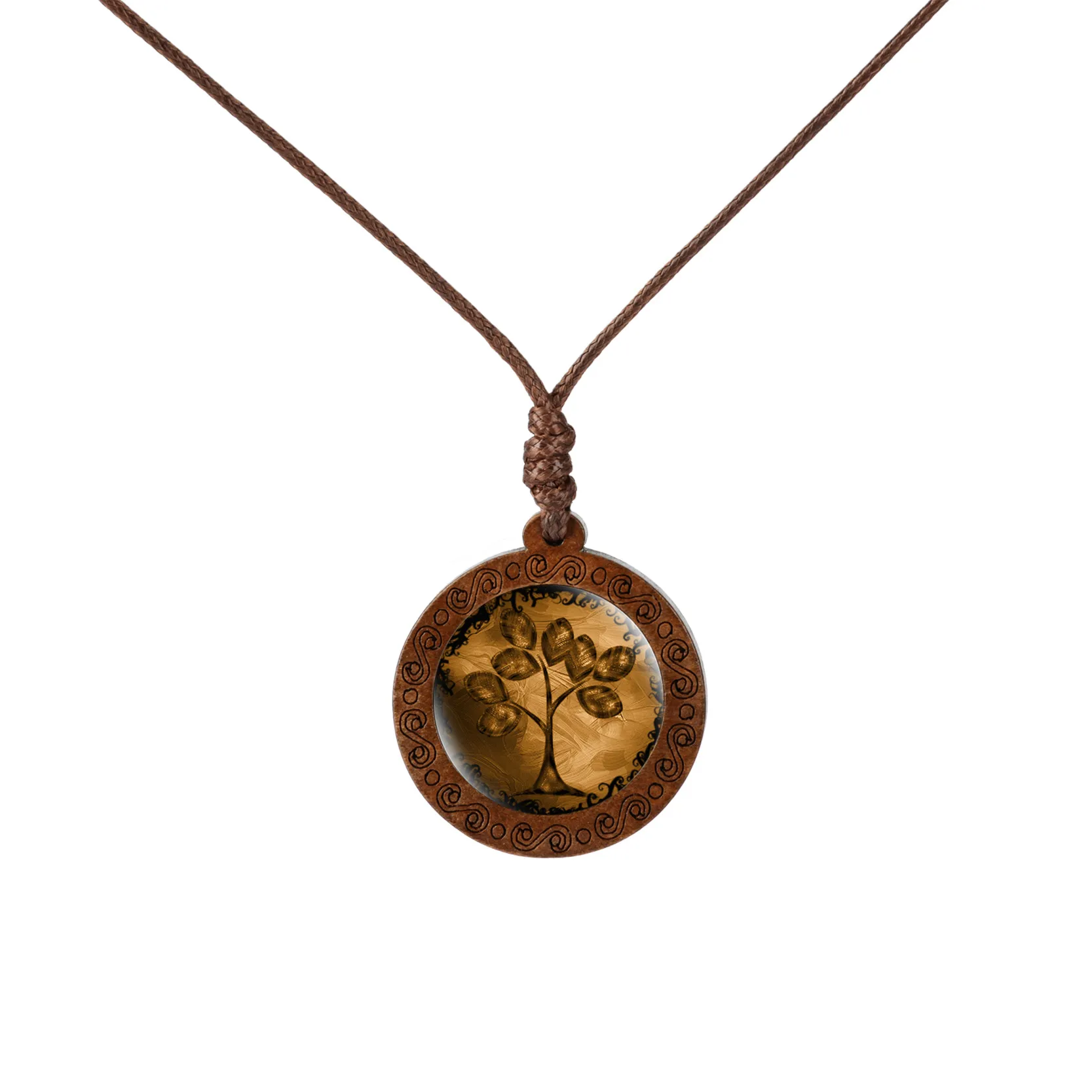 Wood Life Tree time gem Glass Pendant Necklace-Curvy-Faja