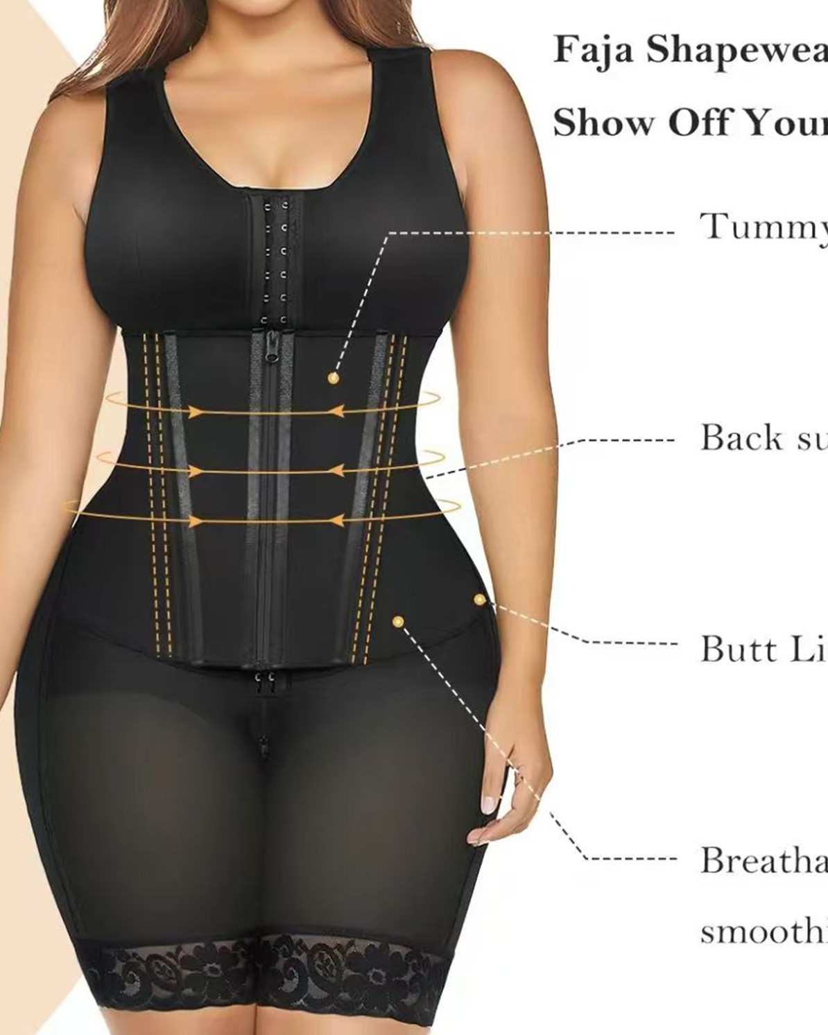 Double Pressure Chest Wrapping Belly Compression Breathable Body Shaper