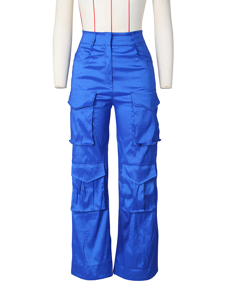 Satin Cargo-Style Trousers