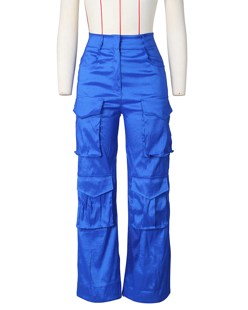 Satin Cargo-Style Trousers