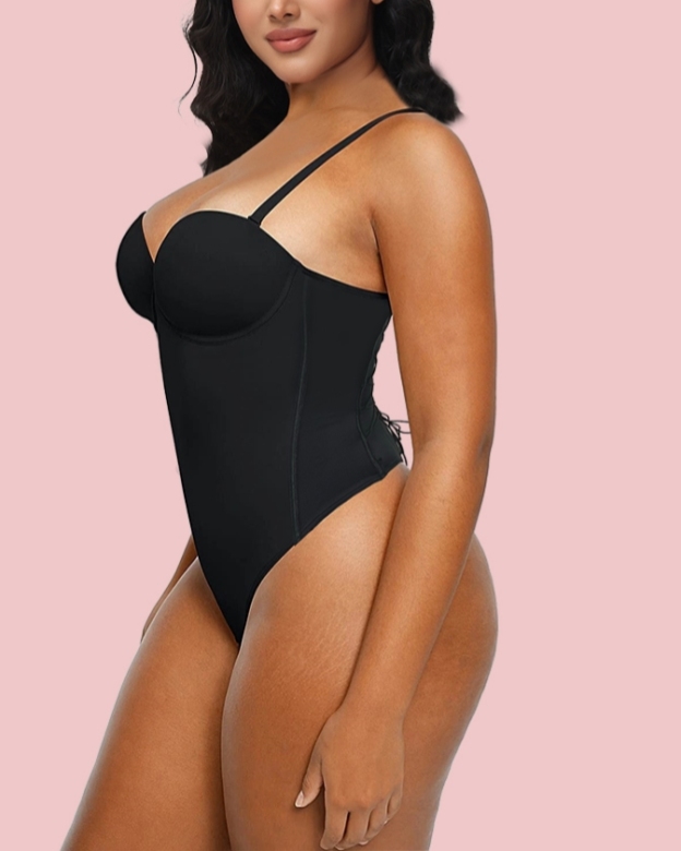 Back Lace-up Thong Seamless Shapewear Bodysuit