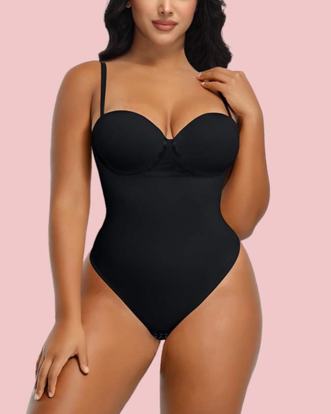Back Lace-up Thong Seamless Shapewear Bodysuit