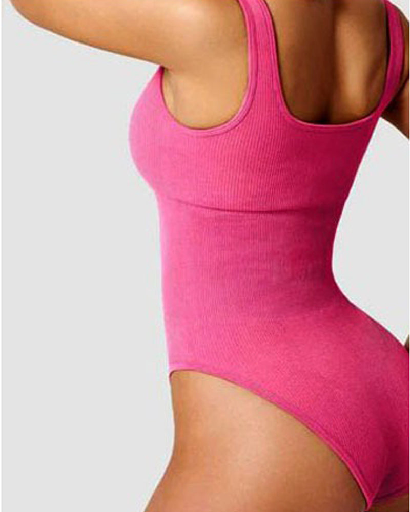 Women's Bodysuits Sexy Ribbed Square Neck Sleeveless Tank Tops Bodysuits