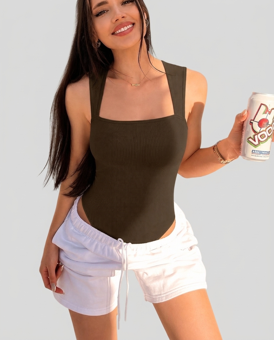 Square Neck Sleeveless Tummy Control Tank Tops Bodysuits