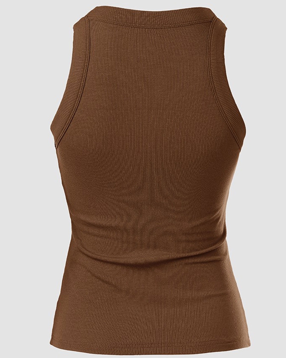 Round Neck Built-in Bra Ribbed Tank Top