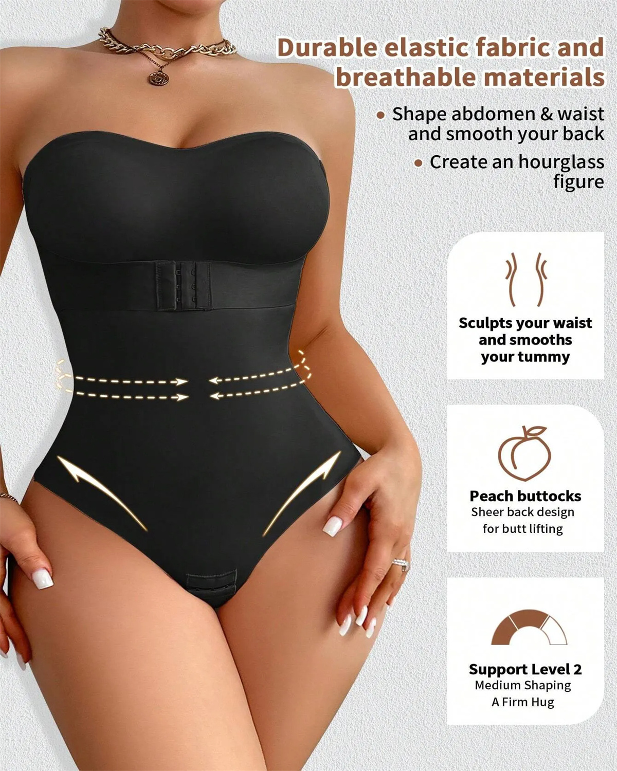 Seamless One-Piece Snap Crotch Shapewear