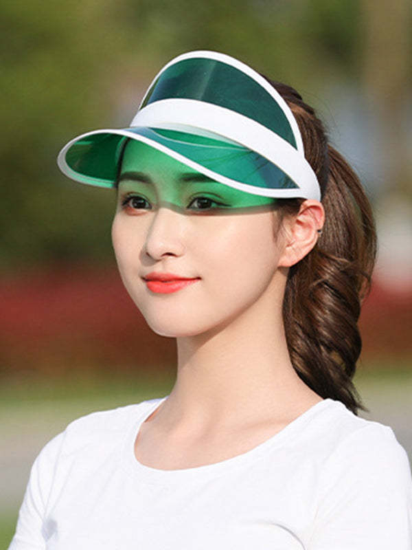 Solid Color Transparent PVC Sunscreen Beach Cap-Curvy-Faja