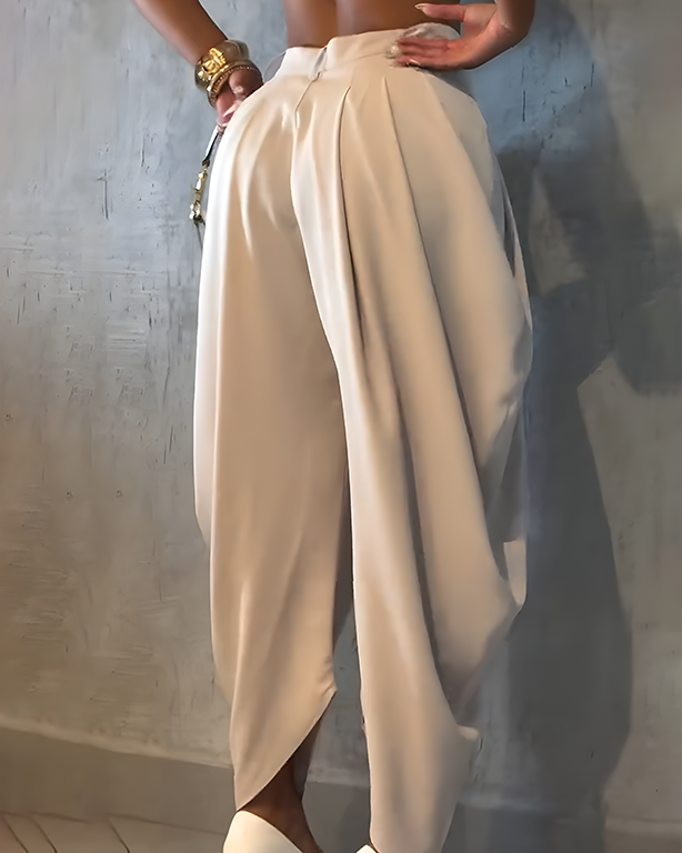 High Waist Loose Ruched Irregular Casual Pants