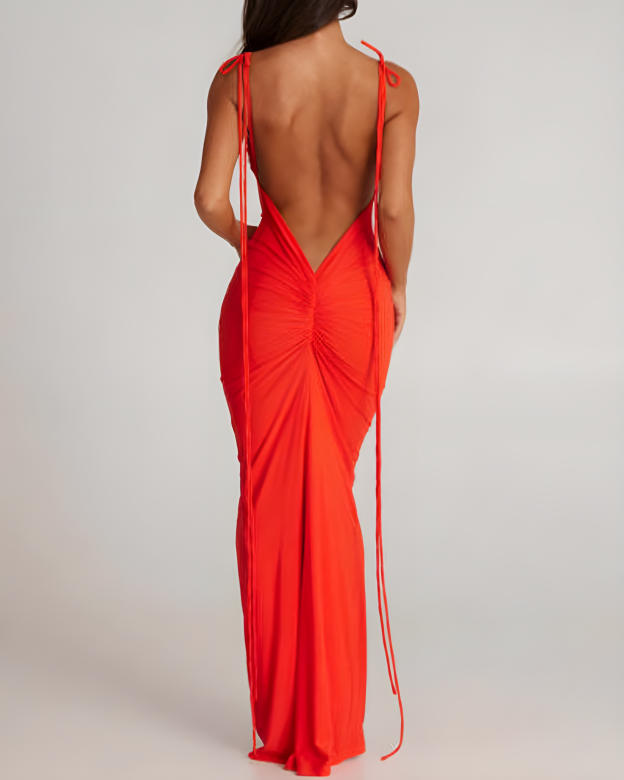 Women's Fashionable Slim Slip Maxi Dress-Curvy-Faja