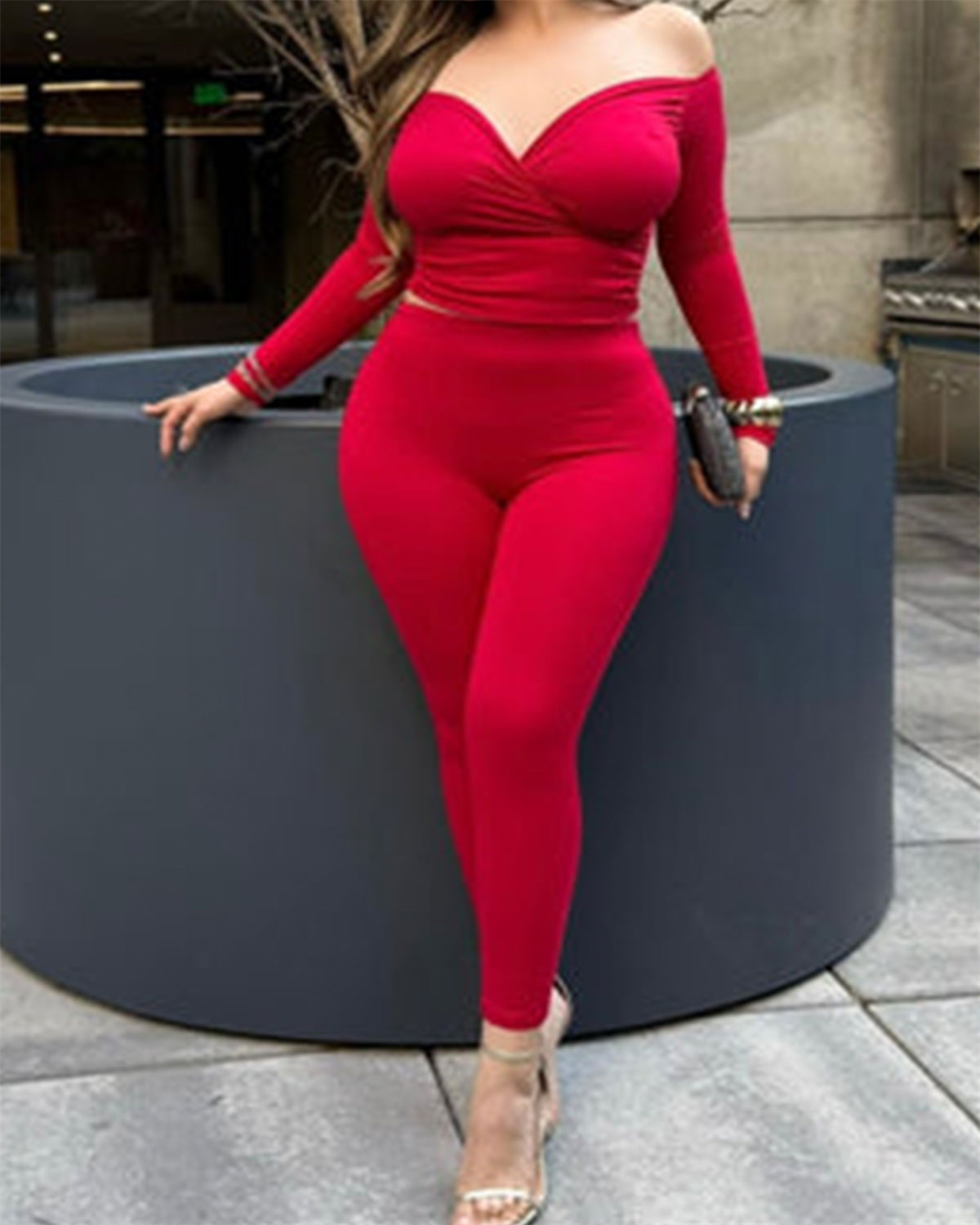 Bandeau Off-shoulder Busty Suit-Curvy-Faja