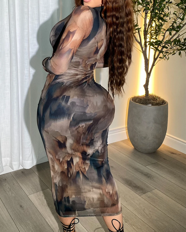 Elegant Long Sleeved Mesh Dress（Pre-Sale）