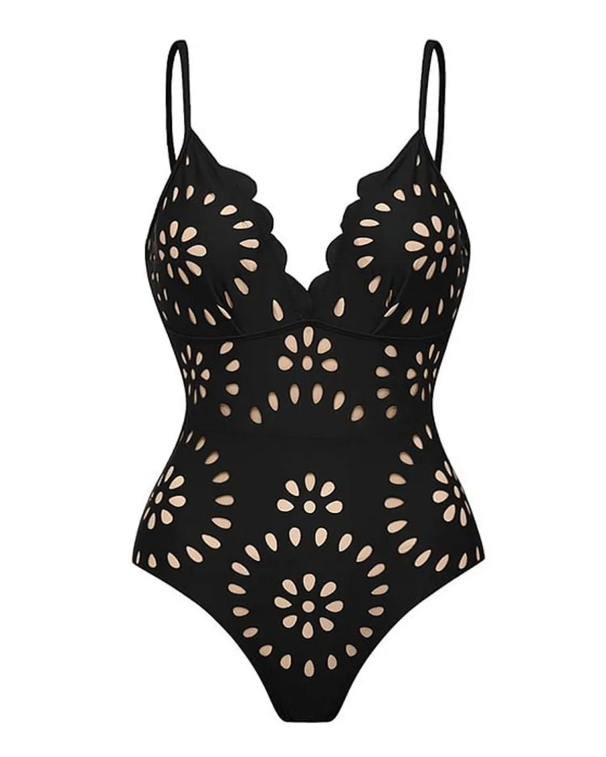 Flower Hollow One Piece Swimsuit and Skirt-Curvy-Faja