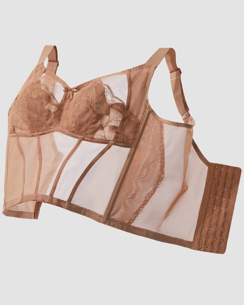 Lace Mesh Sheer Shapewear Top-Curvy-Faja