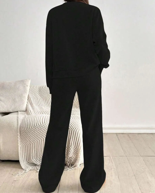 Simple Cardigan Casual Trousers Set