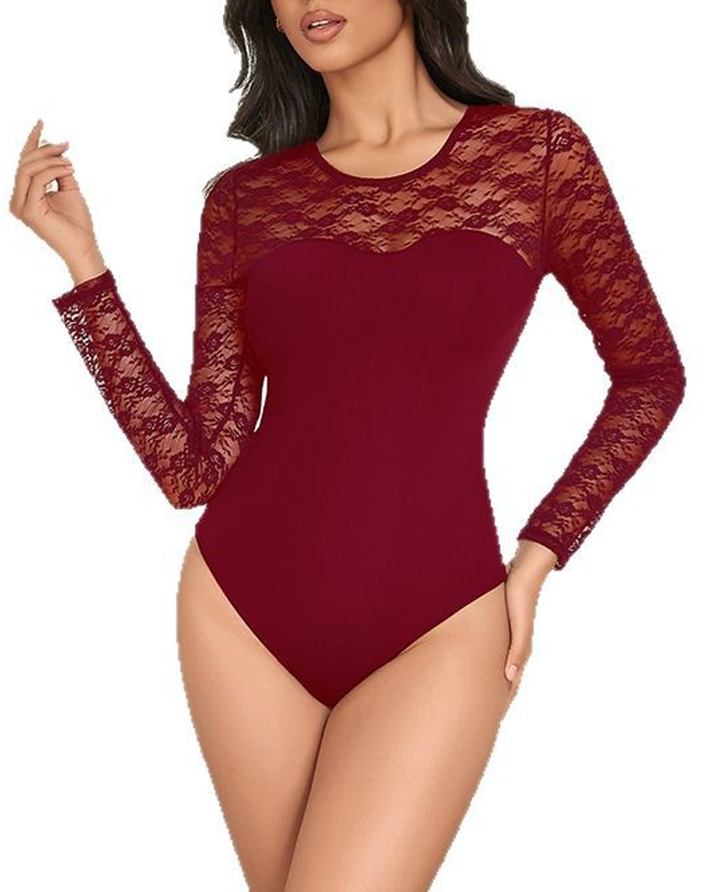 Sexy Lace Bodycon Long-Sleeved Jumpsuit