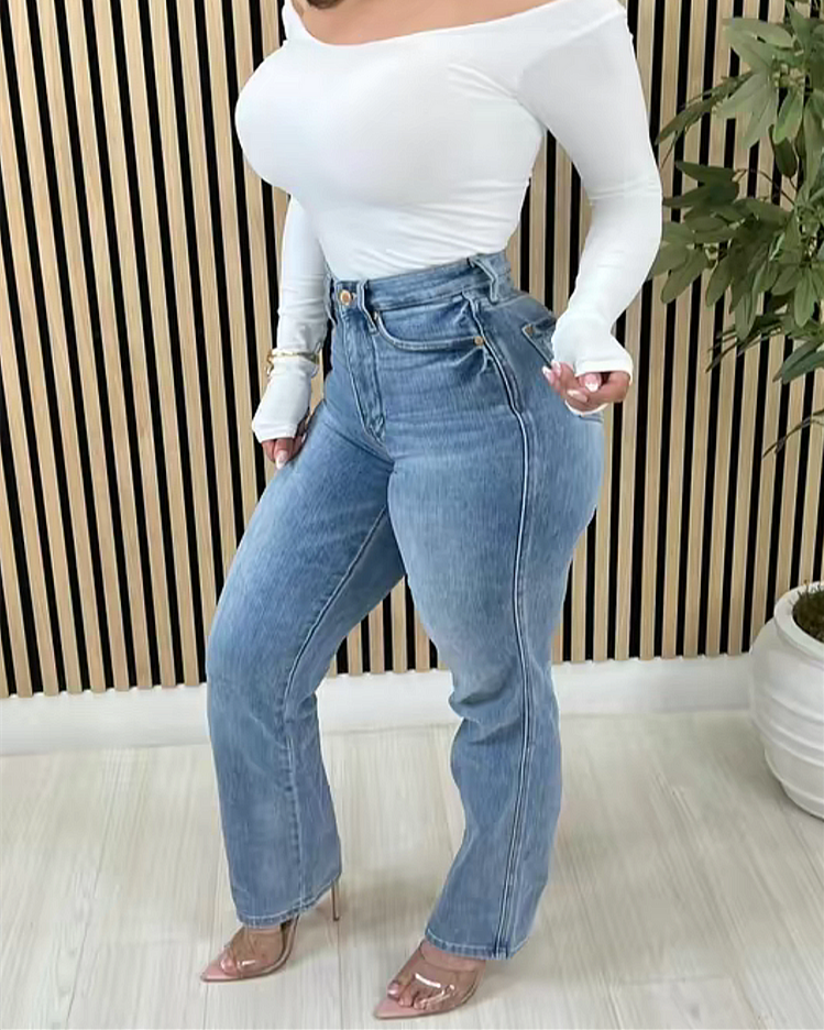 High Rise Belly Control Flare Jeans（Pre-Sale）