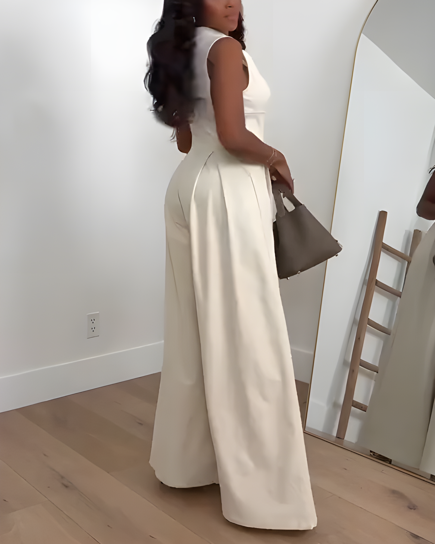 Casual Sleeveless Zippered Wide-Leg Jumpsuit-Curvy-Faja