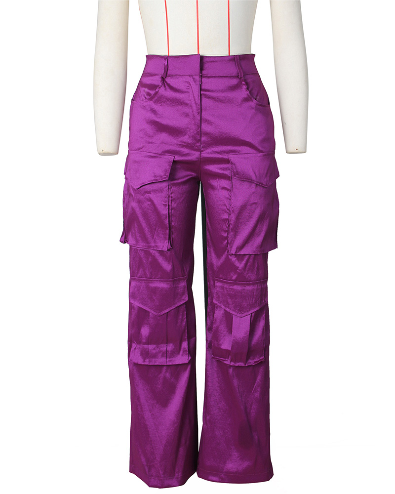 Satin Cargo-Style Trousers
