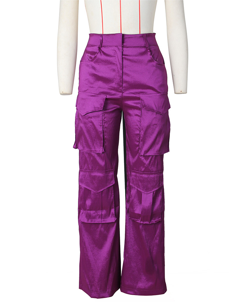Satin Cargo-Style Trousers