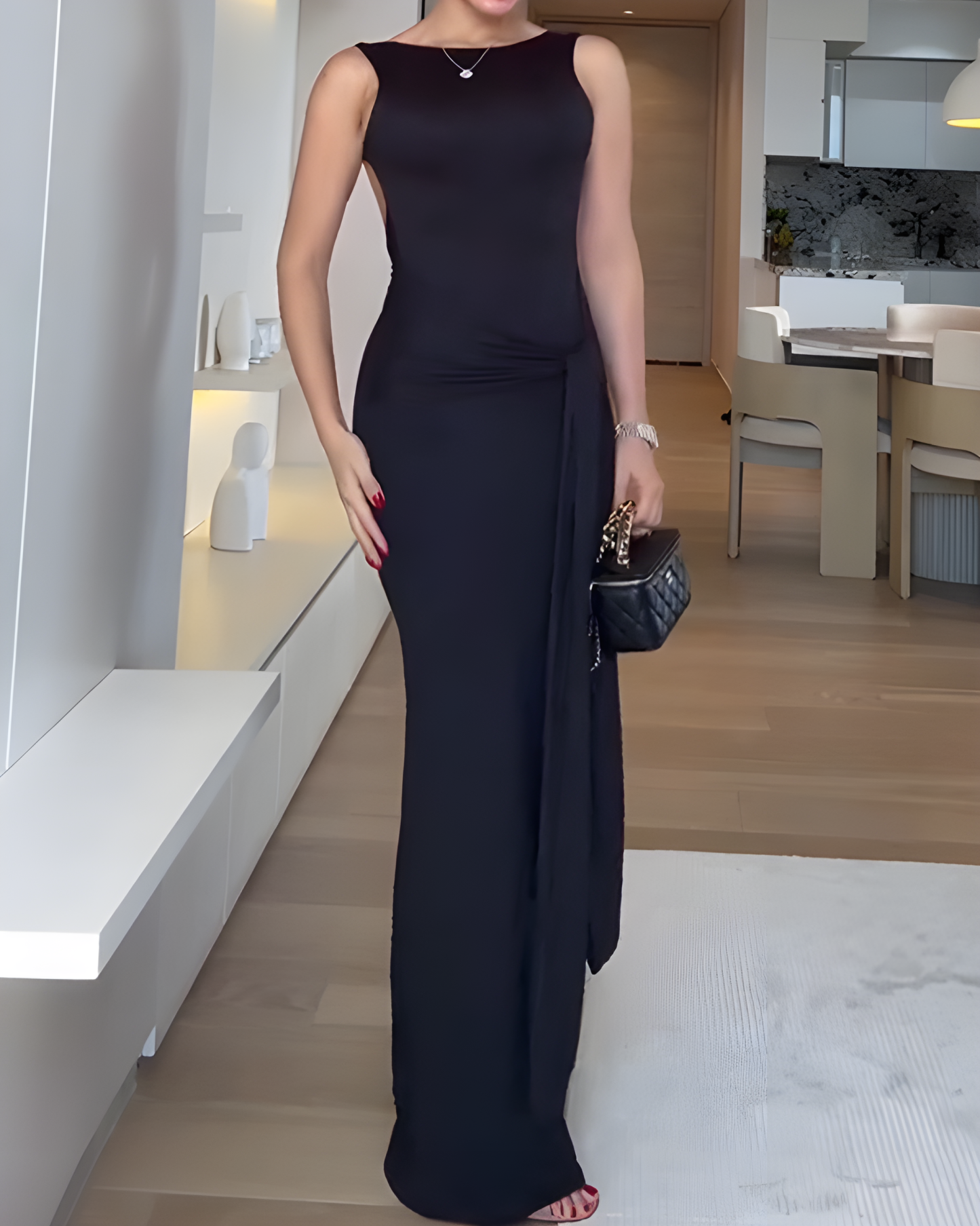 Sleeveless Backless Bodycon Long Maxi Dress-Curvy-Faja