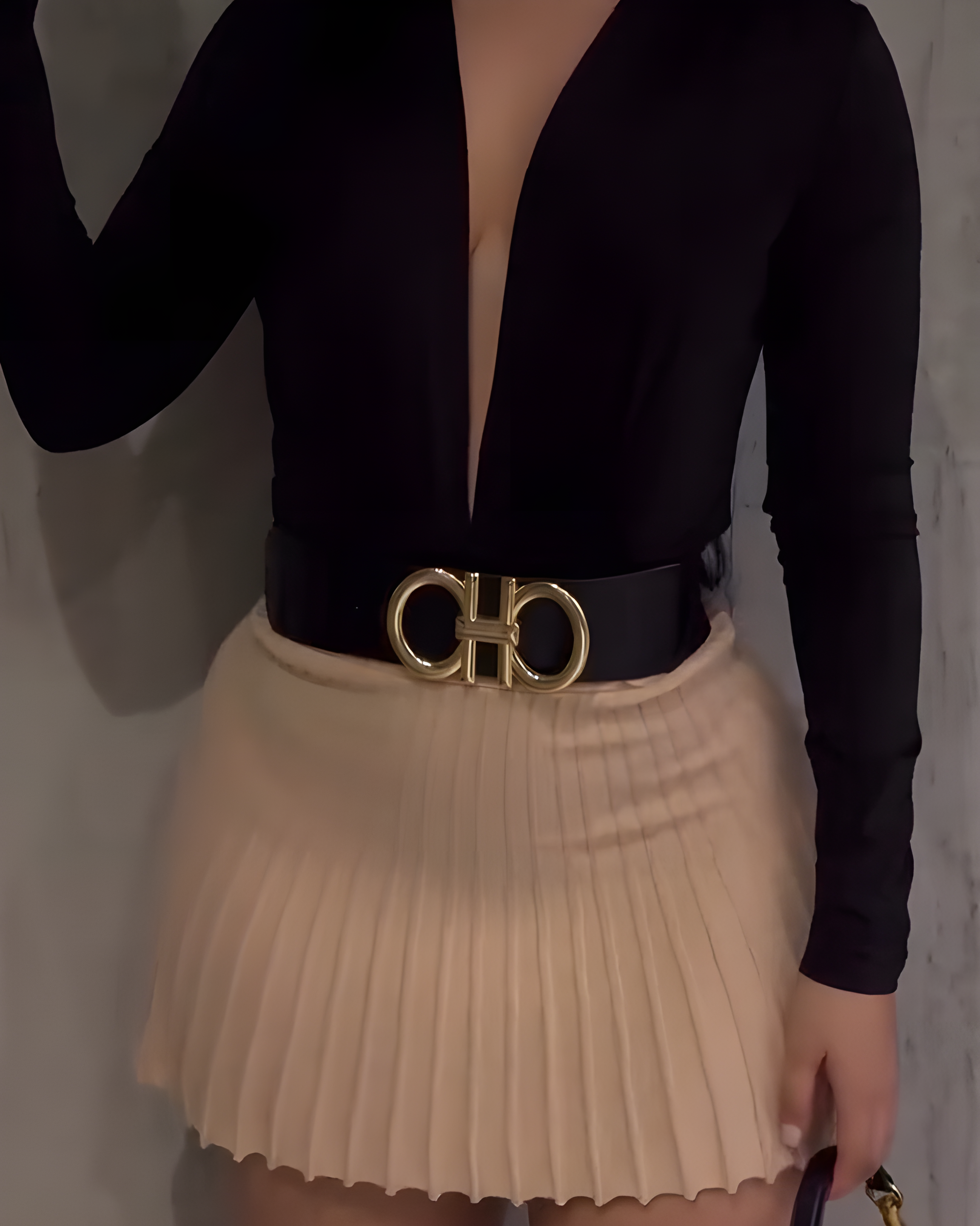 Women's Fashion Long-Sleeved Bodysuit Skirt 2-Piece Set