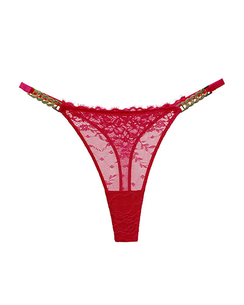 Sexy Rhinestone Metal Chain Women's Thong-Curvy-Faja