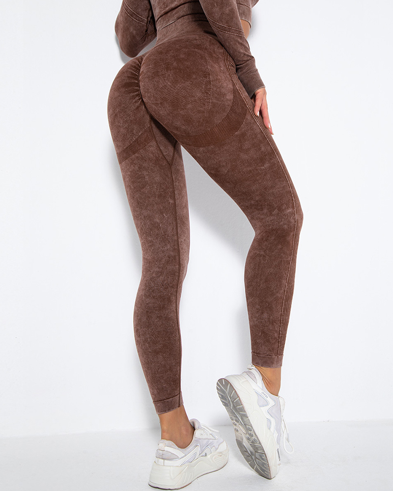 Washed Yoga Pants-Curvy-Faja