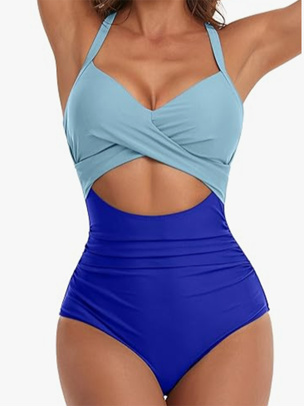 One Piece Swimsuits Tummy Control Cutout High Waisted Bathing Suit Wrap Tie Back-Curvy-Faja