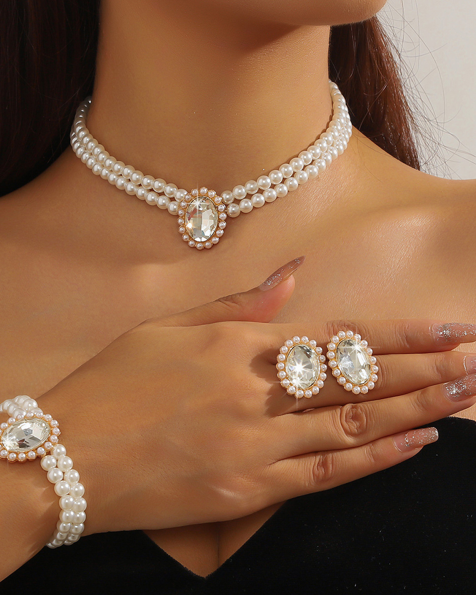 Double-Layer Imitation Pearl 3 Piece Jewelry Set-Curvy-Faja