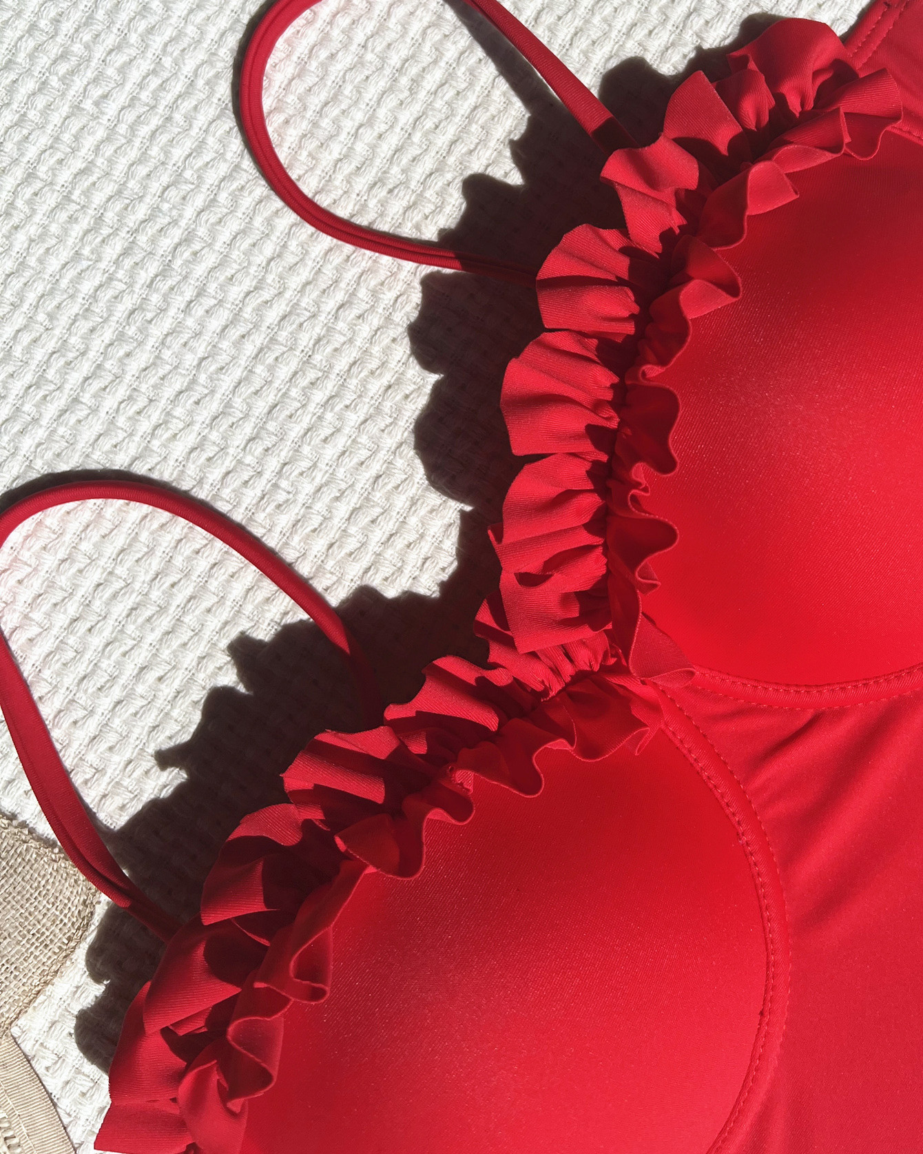 Solid Color Bikini Lace Swimsuit-Curvy-Faja