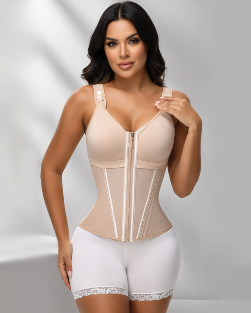 High Compression Tummy Control Latex Corset Waist Vest with Bra