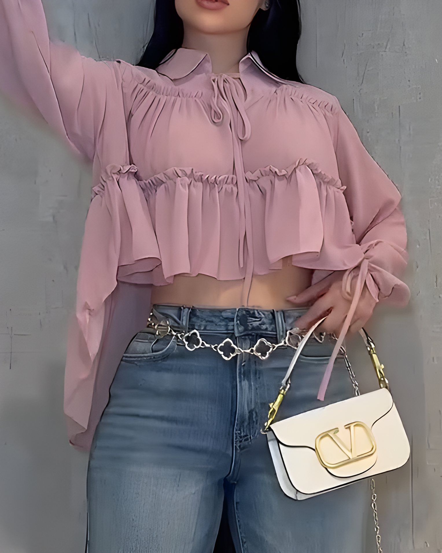 Women's Chiffon Ruffle Long Sleeve Shirt（Pre-Sale）