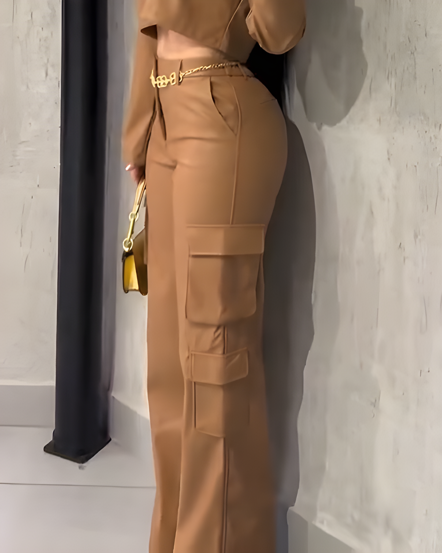 Women's Cargo Style Wide-Leg Leather Pants（Pre-Sale)
