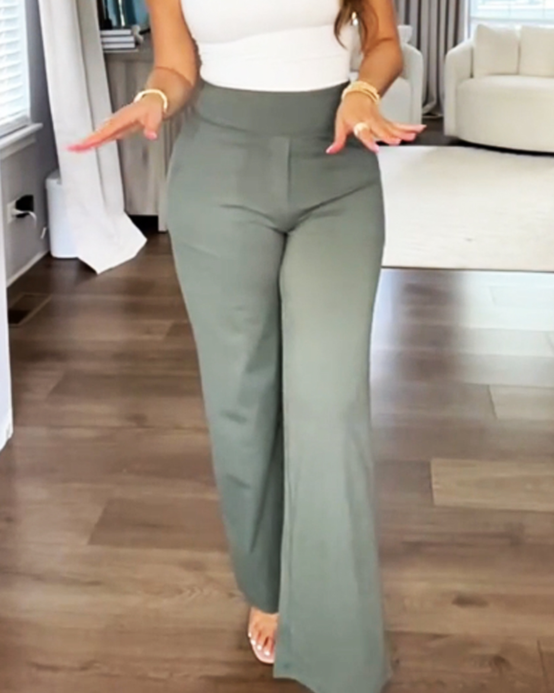 Casual High-Waisted Straight-Leg Yoga Pants with Loose Pockets