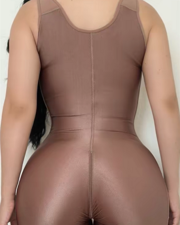 Open Chest Sleeveless Adjustable Shoulder Strap Shapewear With Abdominal Control