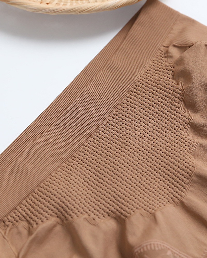 High-Waisted Lace Honeycomb Tummy-Control And Hip-Lifting Briefs-Curvy-Faja