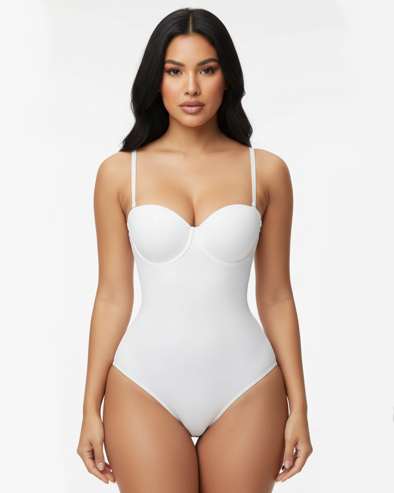 Underwire Cup Crisscross Lace‑Up Back Shaping Bodysuit