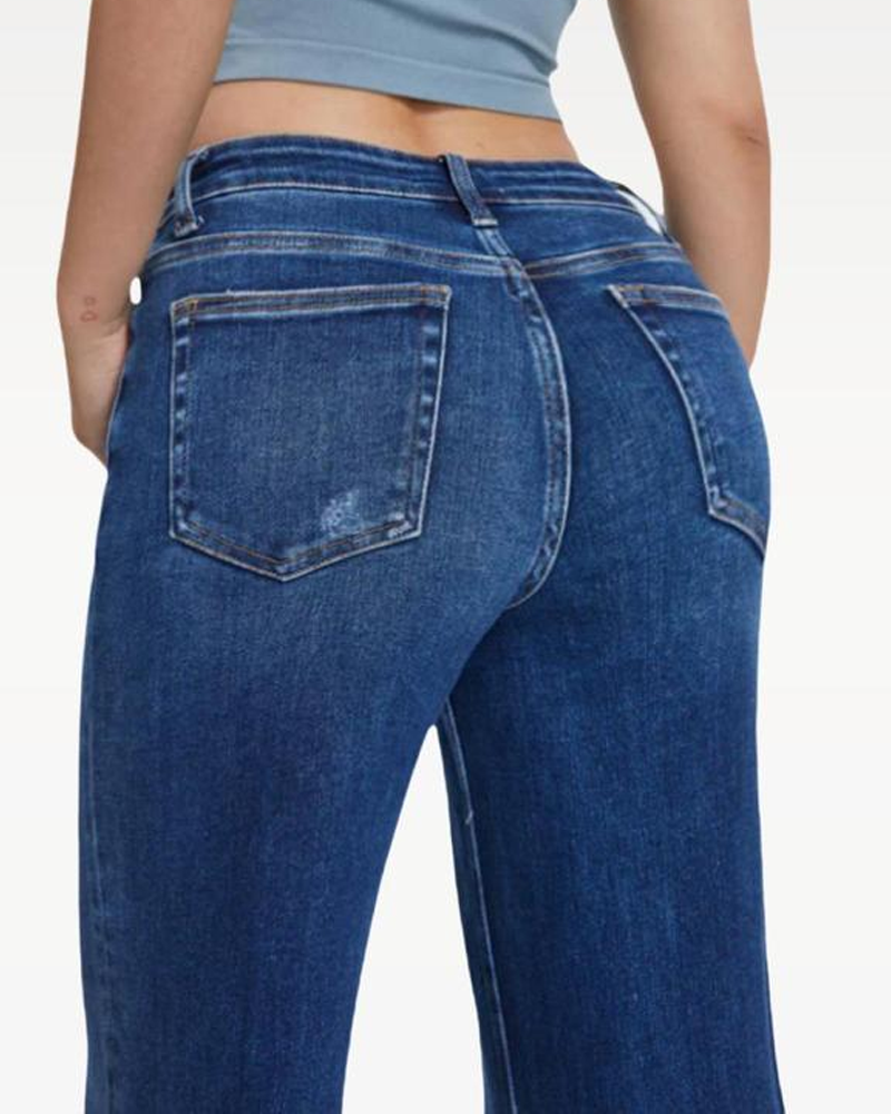 Mid-Rise Hip-Lifting Straight-Leg Loose-Fitting Jeans-Curvy-Faja