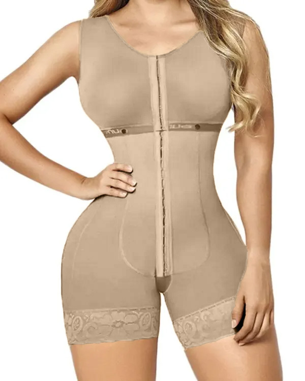 Full Abdomen Control Bodysuit With Hook-eye Open Crotch Body Shaper Postpartum Recovery Fajas