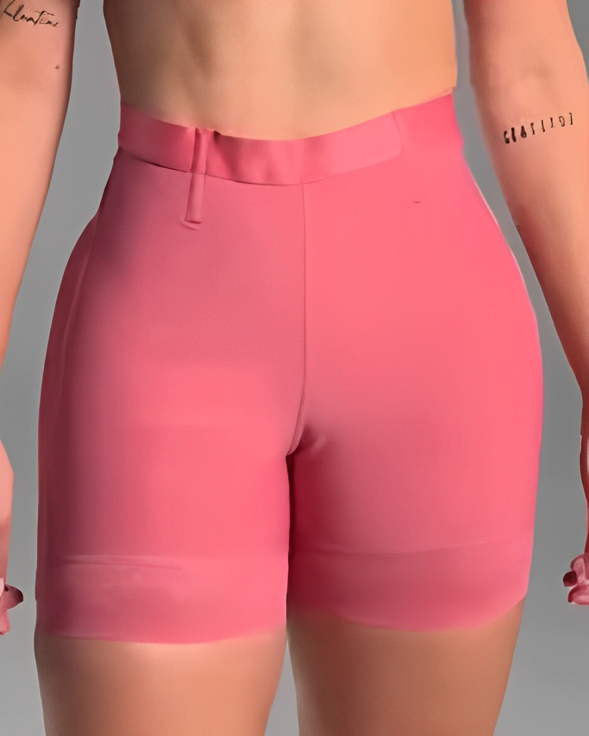 High Waist Lace Trim Butt Sculpting Short-Curvy-Faja