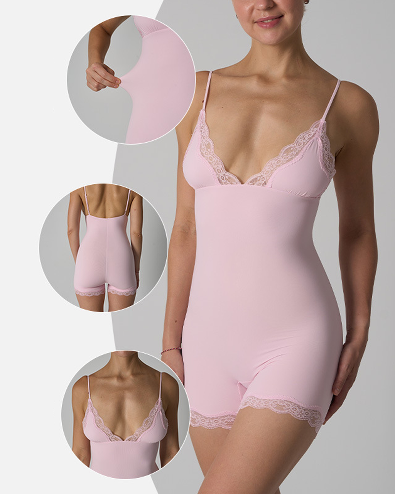 Lace Triangle Cup Nude-Feel Camisole Breathable Bodysuit